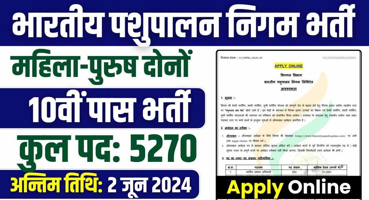 Bhartiya Pashupalan Nigam Vacancy