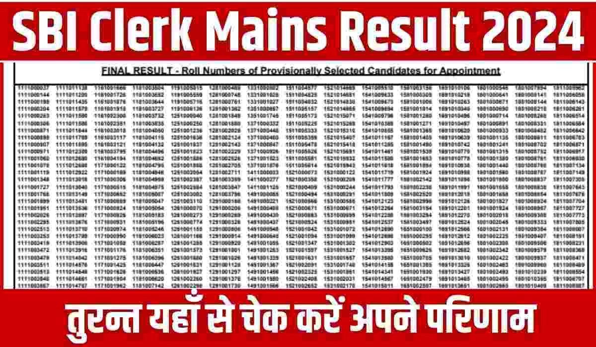 SBI Clerk Mains Result 2024 Declared